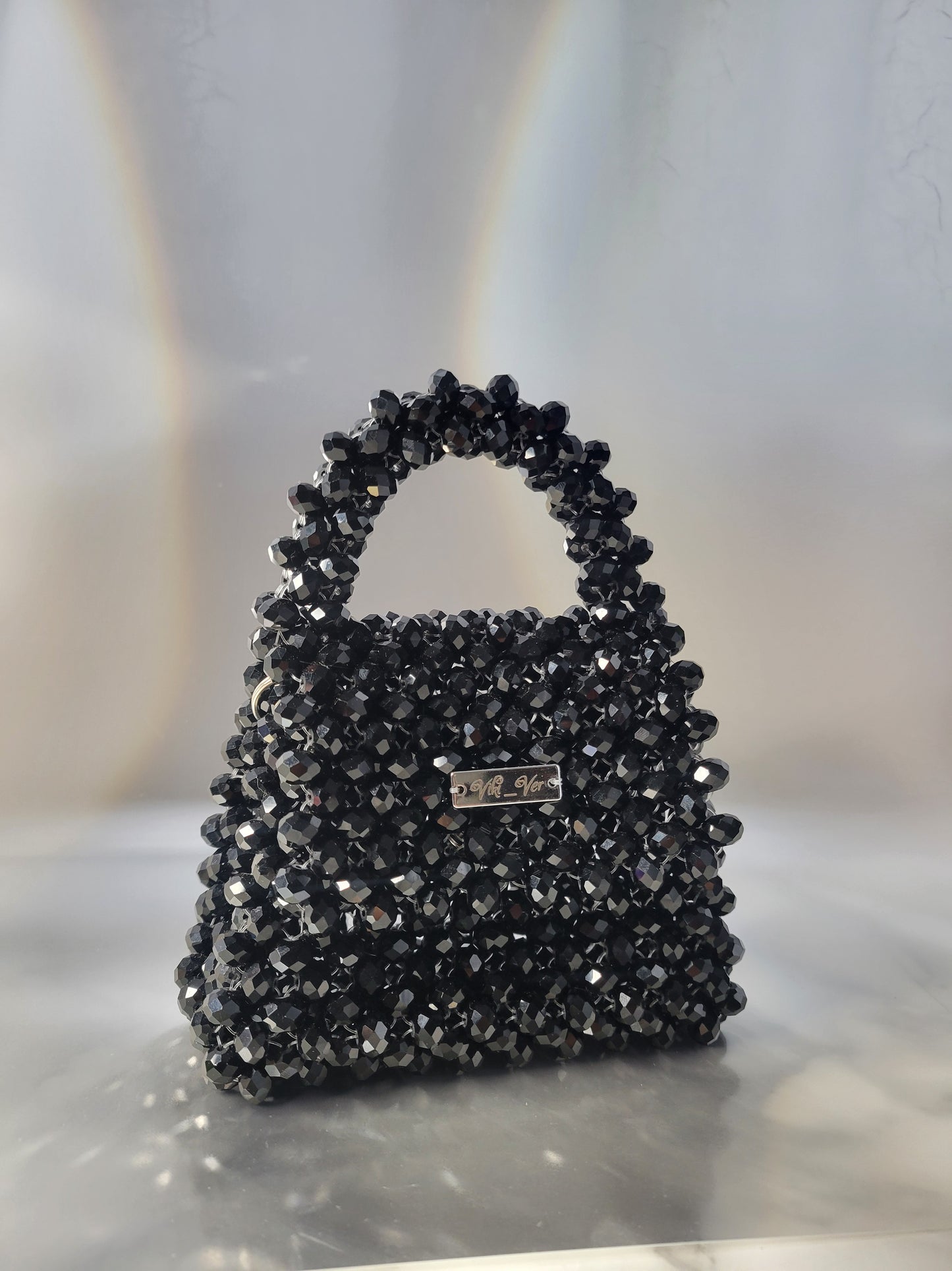 Midnight Sparkle - black crystal beaded handbag