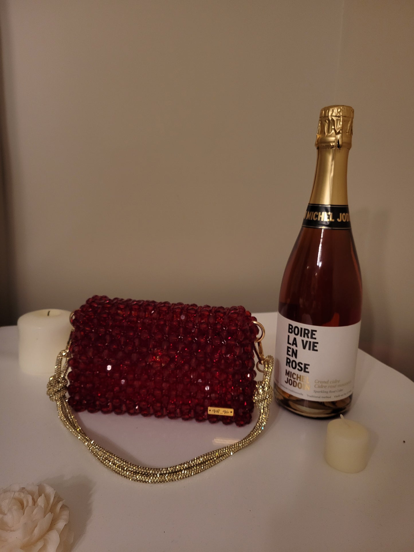 Golden Garnet – Small Sparkling Beaded Handbag Clutch