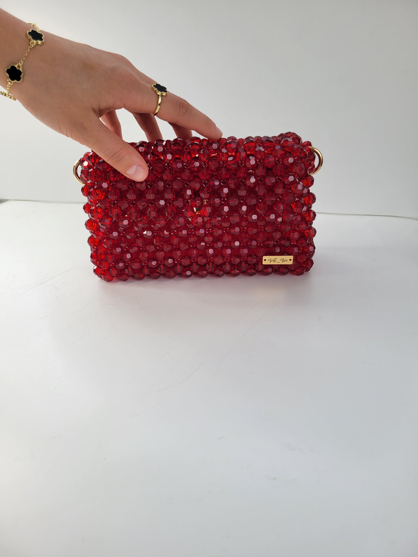 Golden Garnet – Small Sparkling Beaded Handbag Clutch