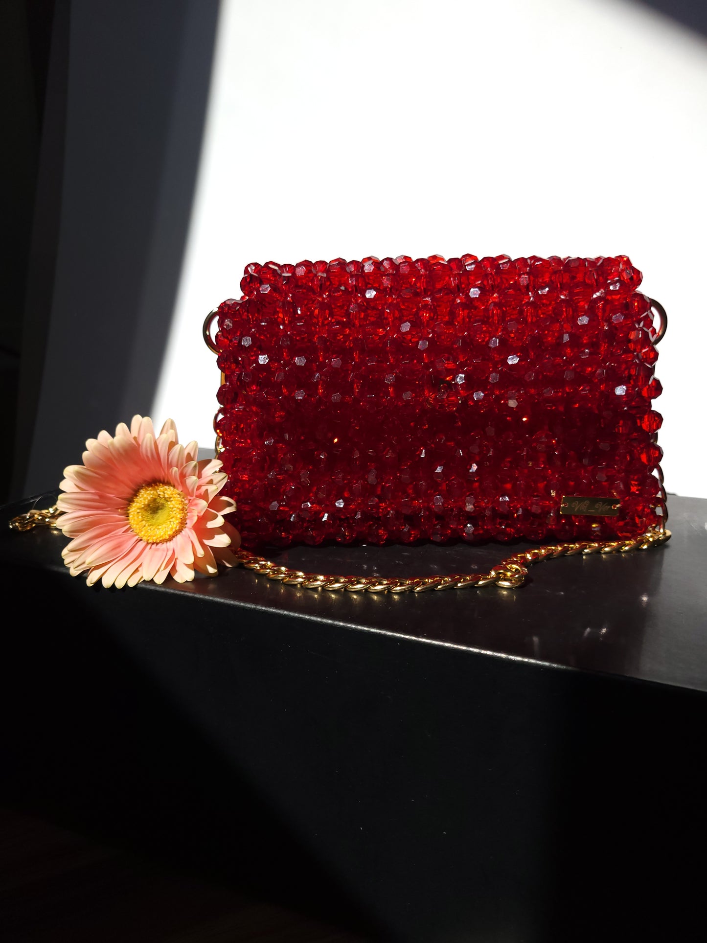 Golden Garnet – Small Sparkling Beaded Handbag Clutch