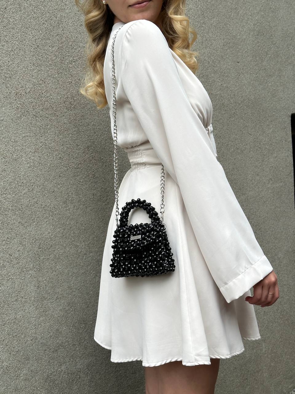 Midnight Sparkle - black crystal beaded handbag