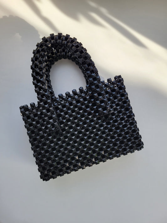 Elegant Noir - Chic black Beaded Handbag