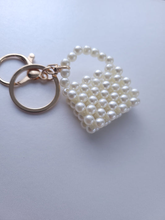 Pearl Mini Charm – Beaded Bag Keychain